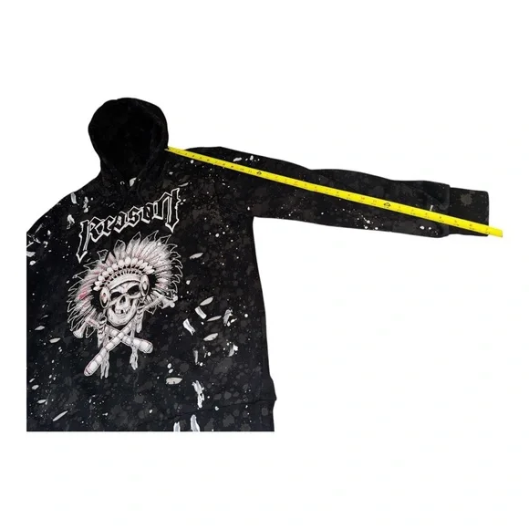 🔥 REASON CLOTHING BRAND MENS INDIAN CHIEF HEAD SKULL PAINT SPLASH HOODIE XL 🔥 - Picture 3 of 7
